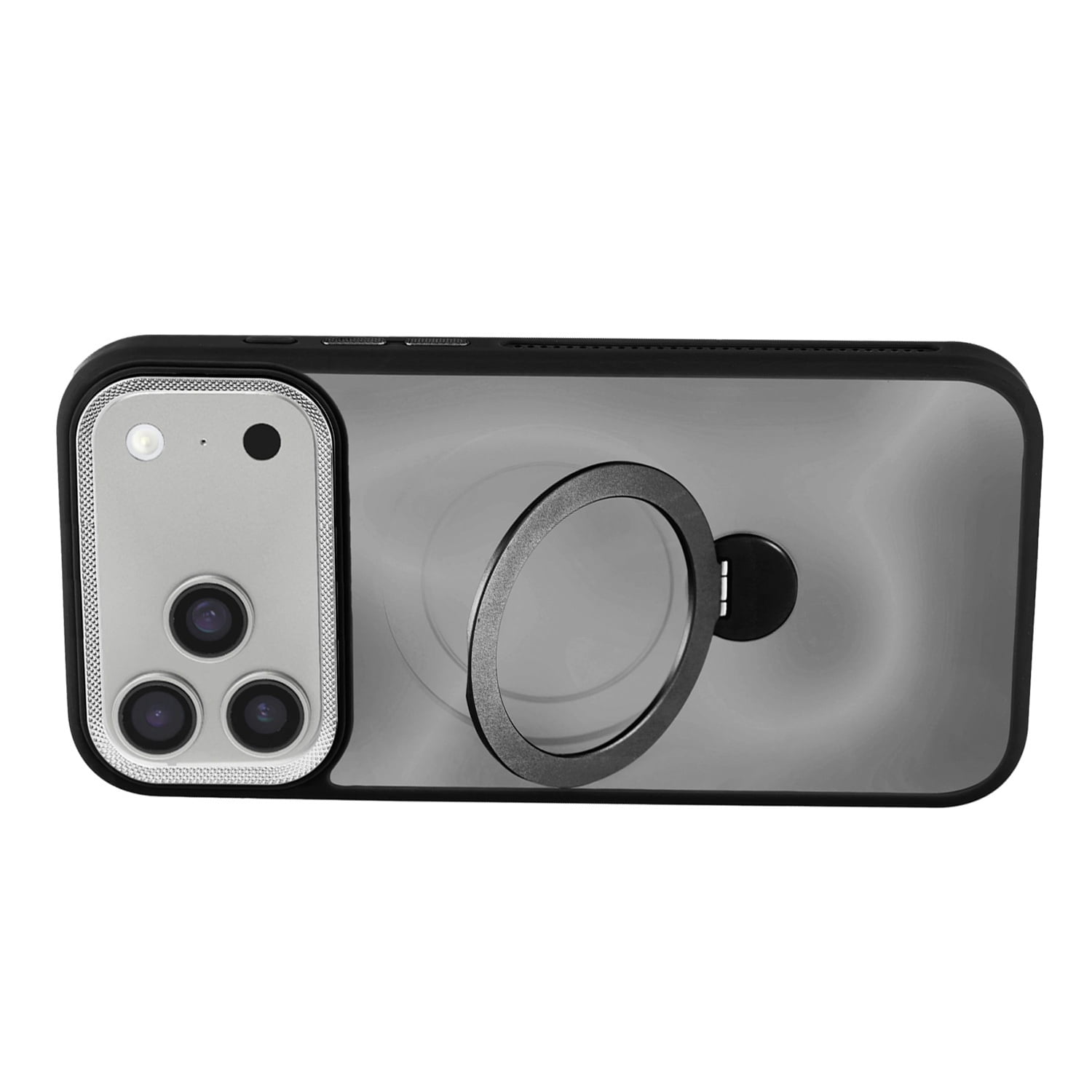 Matte Hard Magnetic Ring Holder Case for iPhone 17 Pro Max - Black