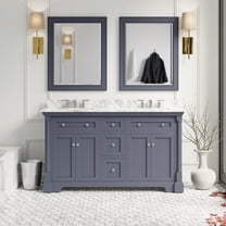 Sydney 60" Double Bathroom Vanity with Marine Gray Cabinet and Carrara Marble Top