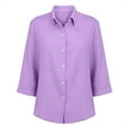 thumbnail image 2 of yievot Womens Button Down Shirts Plus Size 3/4 Sleeve Collared Casual Blouses Lapel Summer Tops, 2 of 7
