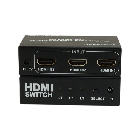 J-Tech Digital JTD3DSP0301 3-Port High Speed HDMI Switch with IR Wireless Remote and AC Power