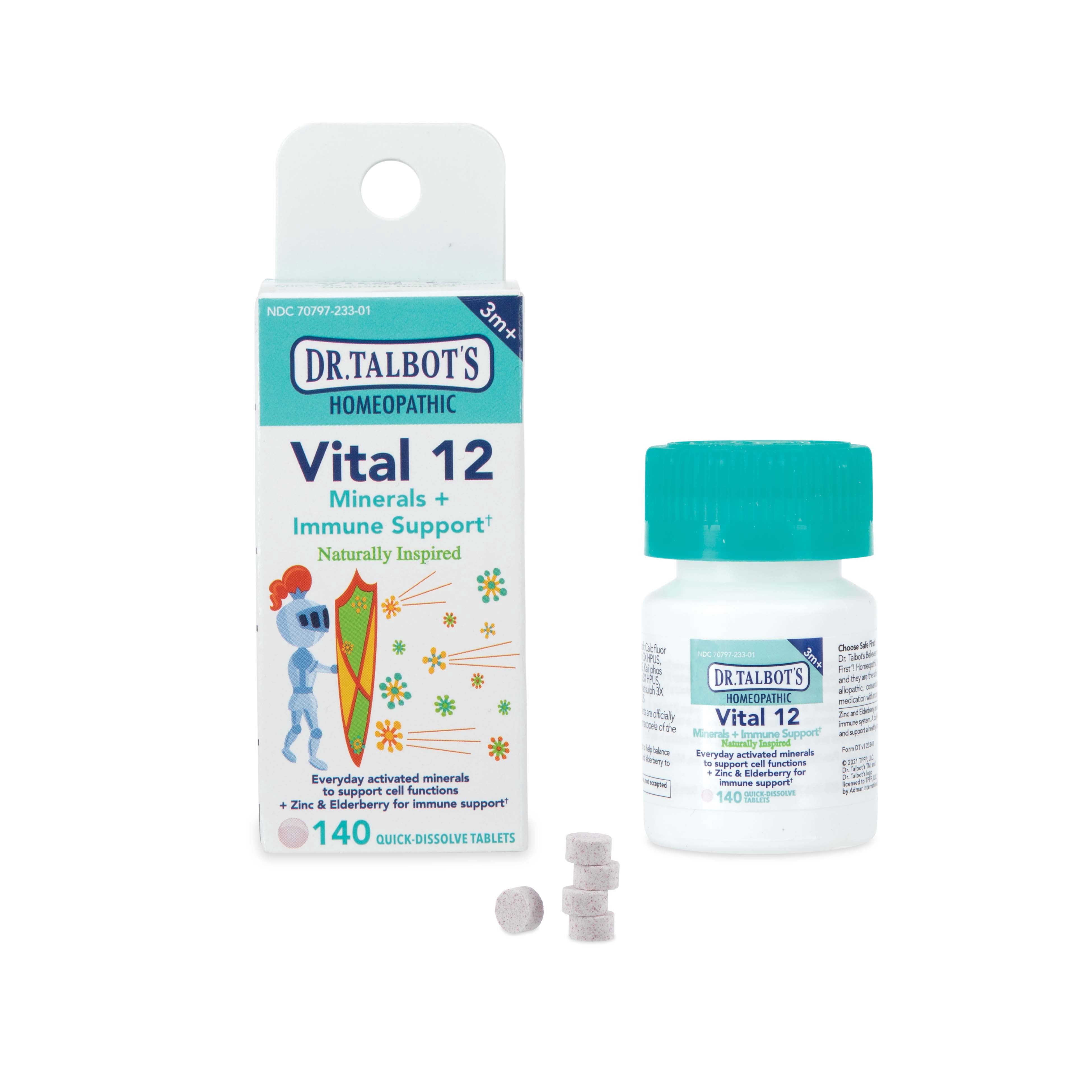 Dr. Talbot's Homeopathic Vital 12, Minerals and Immune Support with Zinc and Elderberry, 140 tablets