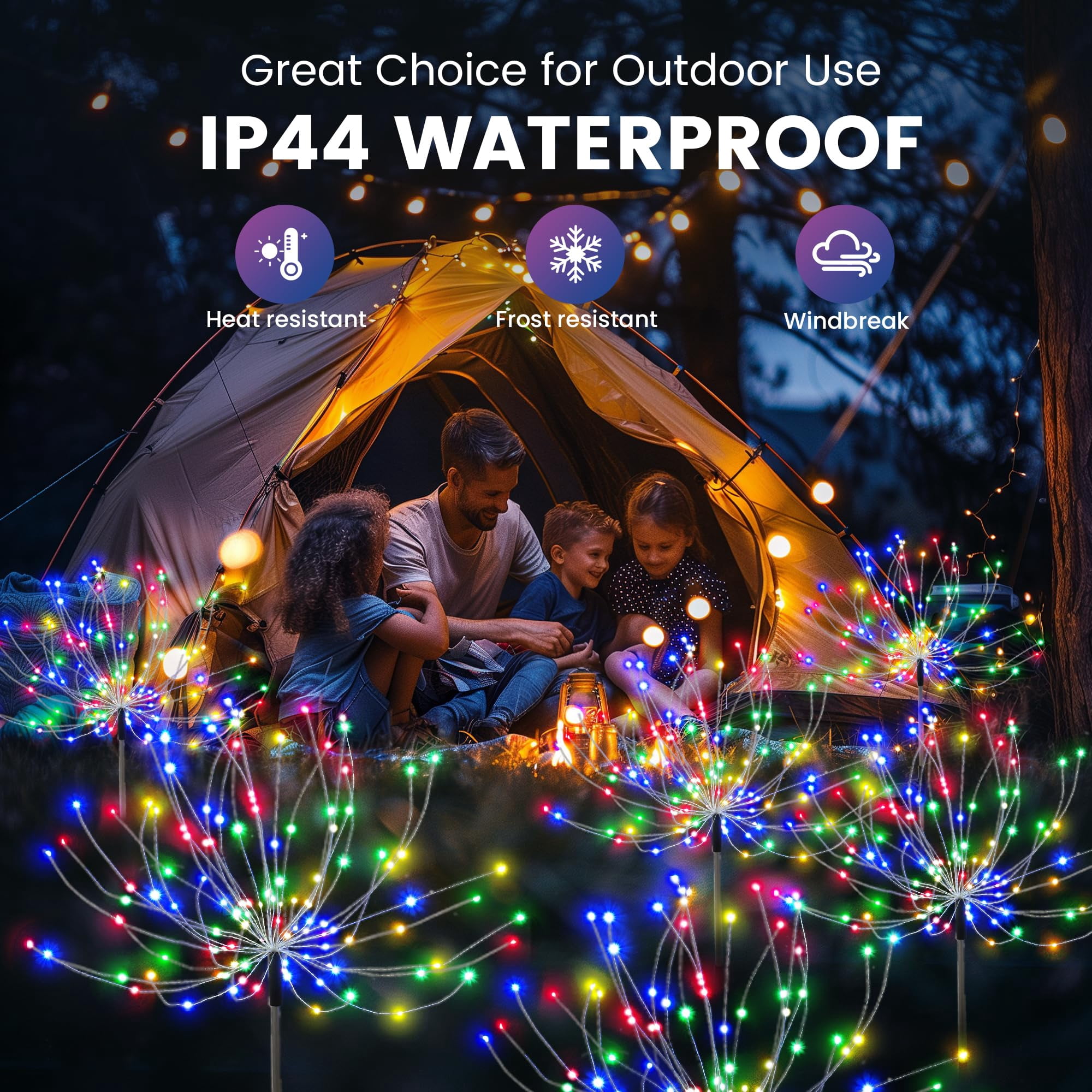 Garden Decor Solar Lights Outdoor,4Pack 120LED Waterproof Colorful Solar Garden Lights Outdoor Decoration,Yard, Patio, Porch,Flower Pot,Pathway,Christmas