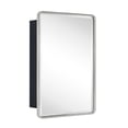 thumbnail image 2 of TEHOME Surface Mount 16x24'' Brushed Nickel Bathroom Medicine Cabinet with Mirror Brushed Nickel Metal Framed Rounded Rectangle Medicine Cabinet with Beveled Mirror, 2 of 9