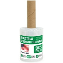 Paclord 5" x 1000' Industrial Strength Clear Stretch Wrap with Extended Core Handle, Ready to Use Pack of 1 Stretch Film Mini Roll, 80 Gauge Thick, 500% Elongation - Shrink Wrap for Moving, Packing