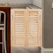 Bar Saloon Swinging Doors Cafe Doors, Louvered Cafe Door, Room Divider, Interior Swing Solid Wood Door, Entrance Partition for Hallway Kitchen Doorway Bar (Wood Color, 29.5x35.4in)