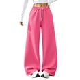 thumbnail image 2 of Dwellite Sweatpants for Women Casual Wide Leg Baggy Lounge Sweat Pants High Waisted with Pockets Oversized Loose Soft Track Pants 2026 Hot Pink 3XL, 2 of 9