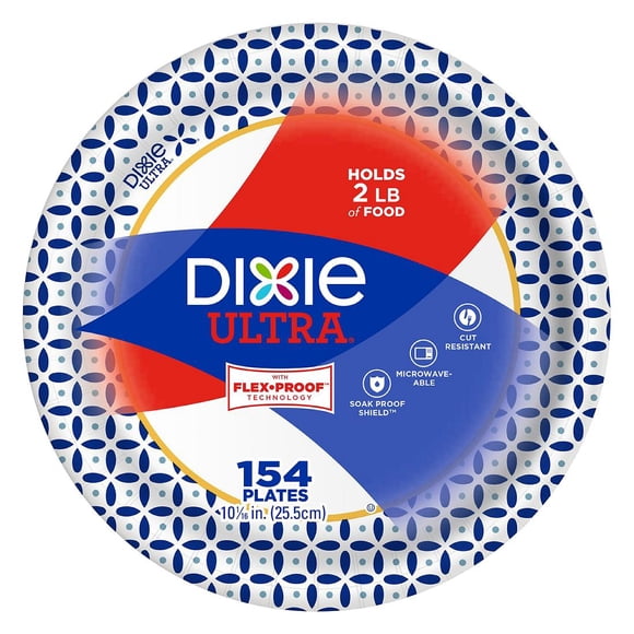 Dixie Ultra® Paper Plate, 10 Inch, Dinner Size Printed Disposable Plate, 154 Count