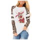 thumbnail image 2 of Pntutb Mujeres Navidad Leopardo Manga Larga O-Cuello Impreso Casual tops Camiseta Pntutb Pntutb-6487, 2 of 5