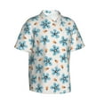 thumbnail image 2 of Fotbe Flower Leaves Hawaiian Shirt for Men Unisex Summer Beach Casual Short Sleeve Cotton Linen Button Down Shirts-Small, 2 of 9