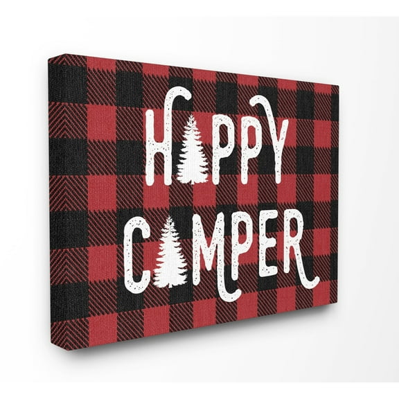 Stupell Happy Camper Red Black Canvas Wall Art 24 x 30