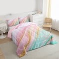 thumbnail image 4 of Feelyou Women Fashion Marbling Bedding Comforter Set, Dreamy Abstract Ombre Twin Comforter Sets, Marble Artwork Pink Green Reversible Bedding Set, Luxury Bedroom Decor, 2-Piece, 4 of 9
