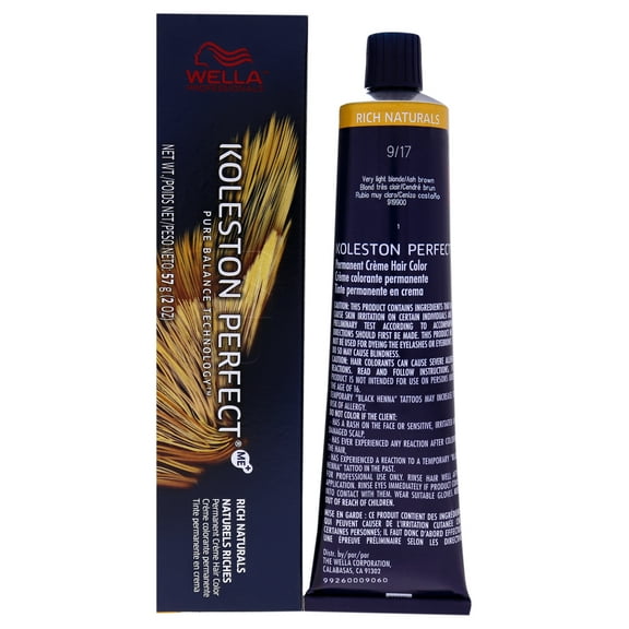 Koleston Perfect Permanent Creme Haircolor - 9 17 Very Light Blonde-Ash Brown by Wella for Unisex -