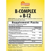 High Potency Vitamin B-Complex | With B-12 | 60 Tablets | For Men and Women | by Sundance
