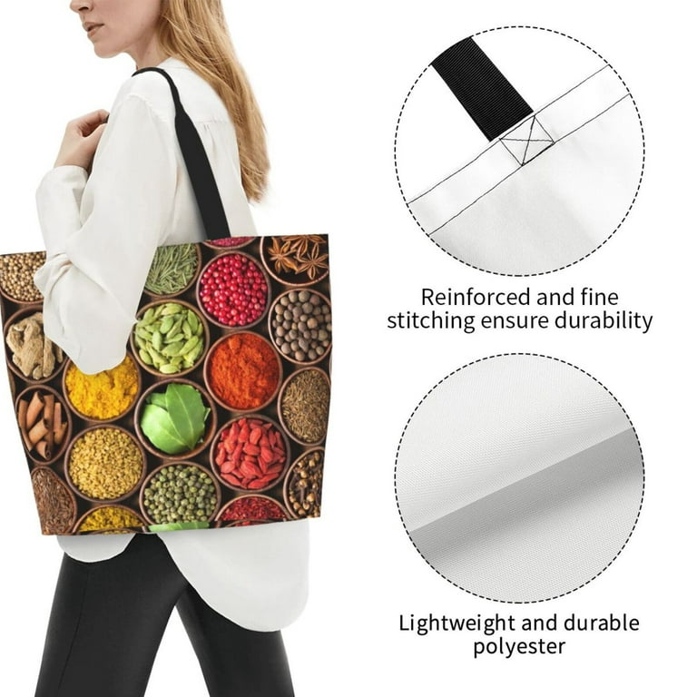 Yiaed Spices And Herbs Print Handbag for Women Tote Purse Yiaed Spices And Herbs Print Handbag for Women Tote Purse