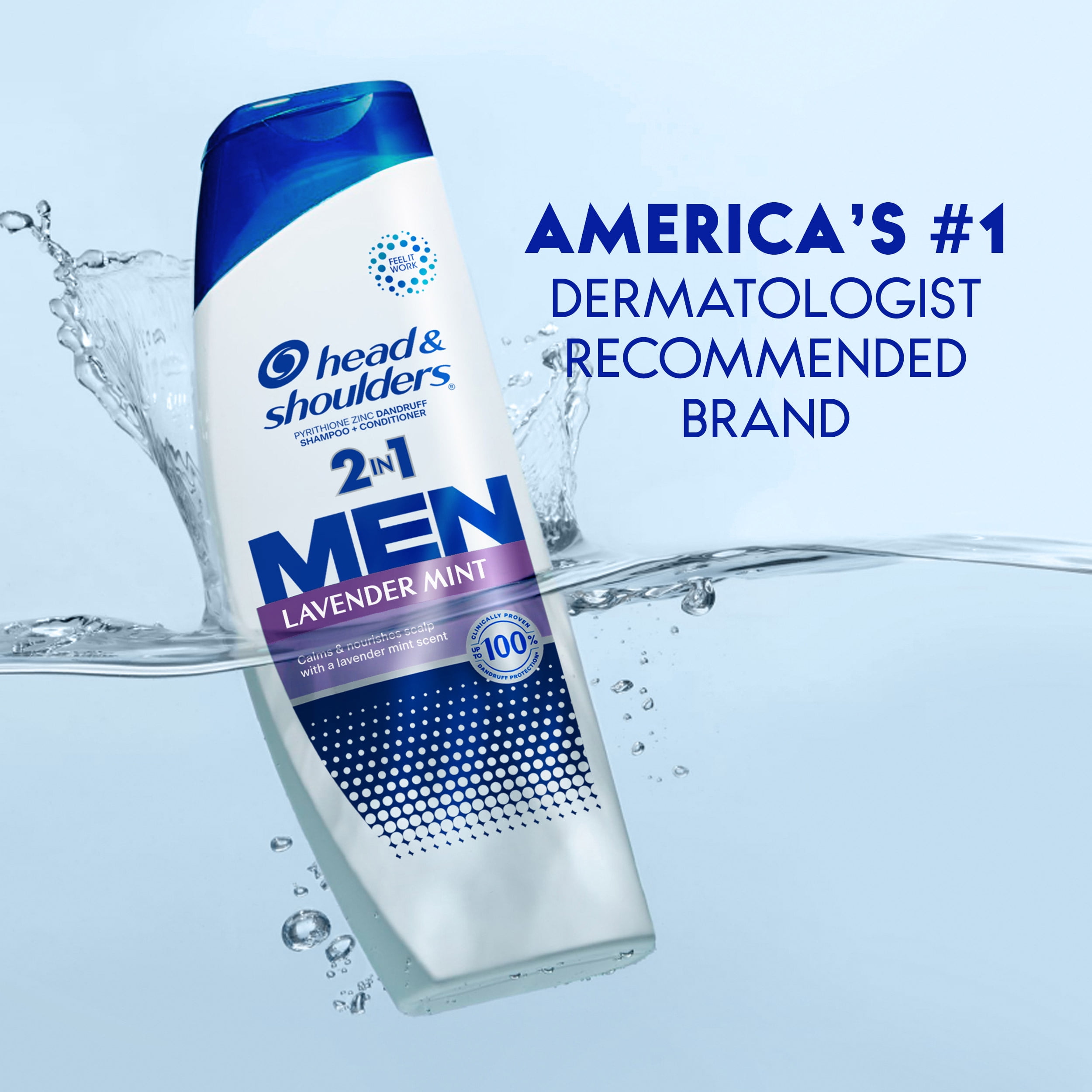 (3 pack) Head and Shoulders Men 2 in 1 Dandruff Shampoo and Conditioner, Lavender Mint, 12.5 oz