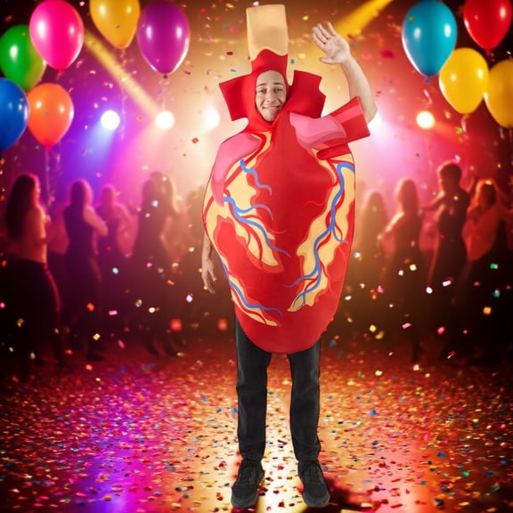 FASHOFT Adult Halloween Realistic Heart Body Part Cosplay Outfit Bar Party Stage Performance Scary Novelty Fancy Dress Up Halloween One Size