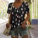 thumbnail image 1 of Fiudx Ofertas Del Día Camisetas Holgadas de Manga Corta con Cuello En V Informales con Estampado de Moda para Mujer, 1 of 5