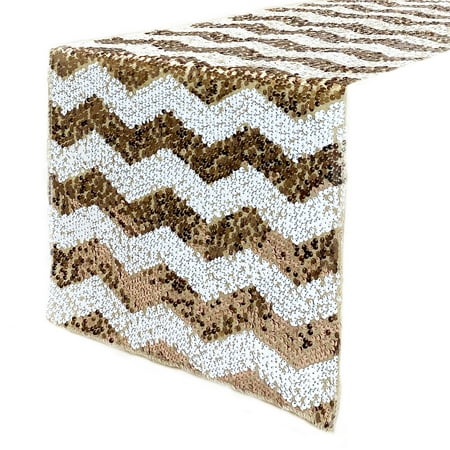 

Your Chair Covers - 14 x 108 Inch Chevron Sequin Table Runner Blush and Champagne