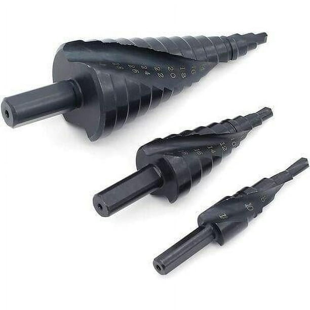 Drilling Excellence, brocas escalonadas con ranura en espiral HSS 4241, vástago hexagonal de acero inoxidable para metal y madera para una perforación precisa y potente