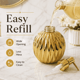 thumbnail image 3 of Ceramics Gold Soap Dispenser for Bathroom, Round Soap Dispenser with Delicate Embossed Rhombus Design (Black), 3 of 7