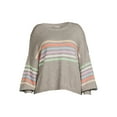 thumbnail image 4 of Debut Women's Plus Size Rainbow Striped Sweater with Puff Sleeves, 4 of 5