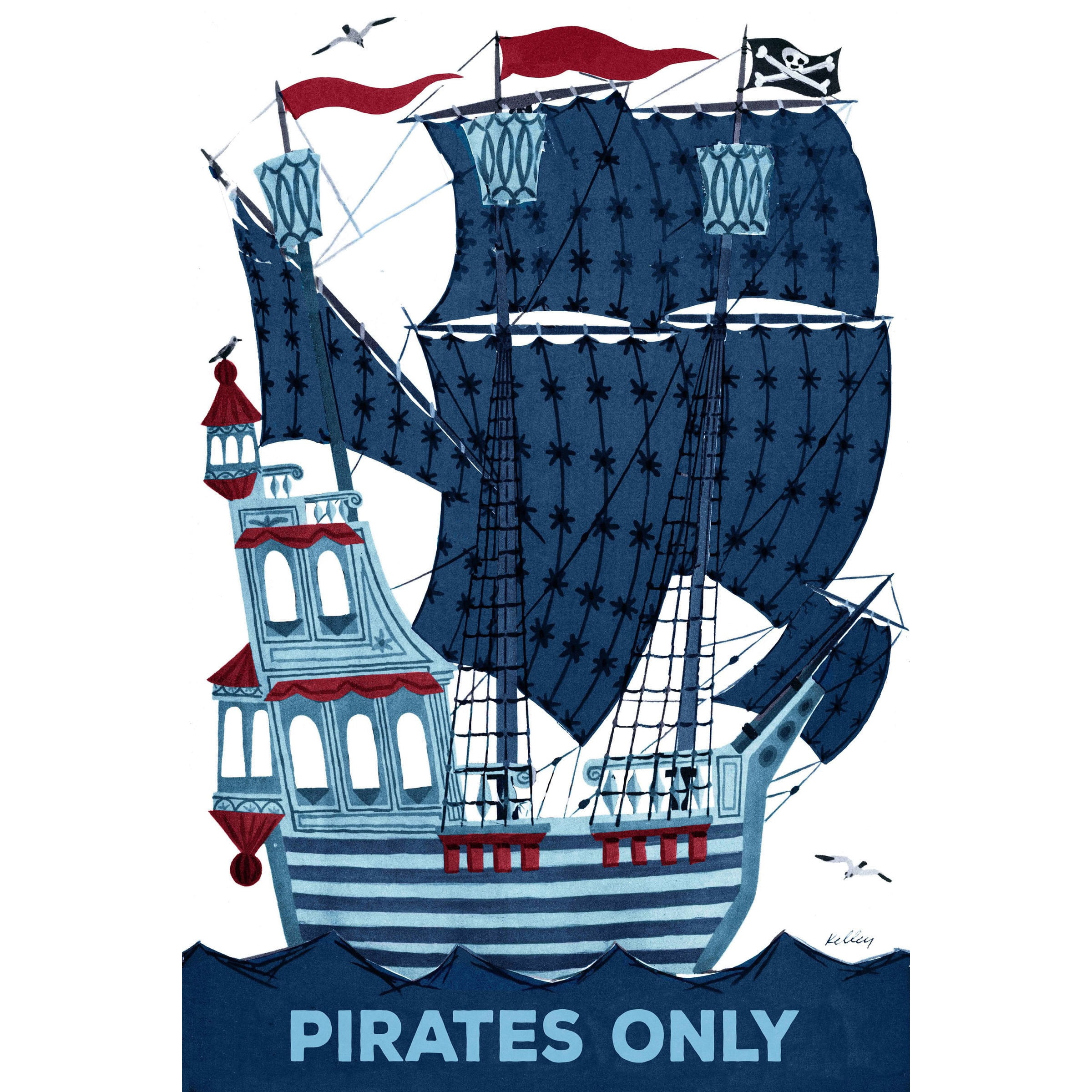 Marmont Hill "Pirates Only" by Curtis Painting Print on Canvas
