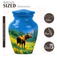 thumbnail image 2 of JAGASY Moose Urn for Ashes for Women, Blue Small Urns for Human Ashes Keepsake, Forest Decorative Urns for Parents, Yellow Flowers Cremation Urn for Mom & Dad, (3 Inch), 2 of 7