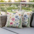 thumbnail image 4 of Colorful Flowers Pillow Covers 2 Pack Vintage Spring Pink Blue White Floral Butterfly Linen Texture Pillowcase Waterproof Outdoor Throw Pillow Cover for Patio Garden Square Cushion 20”x20”, 4 of 9