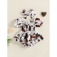 thumbnail image 4 of Suealasg Baby Girl Western Outfit Short Sleeve Off-shoulder Spots Printed Dress with Headband Birthday Photoshoot Dress Summer Clothes for Toddler, 4 of 9