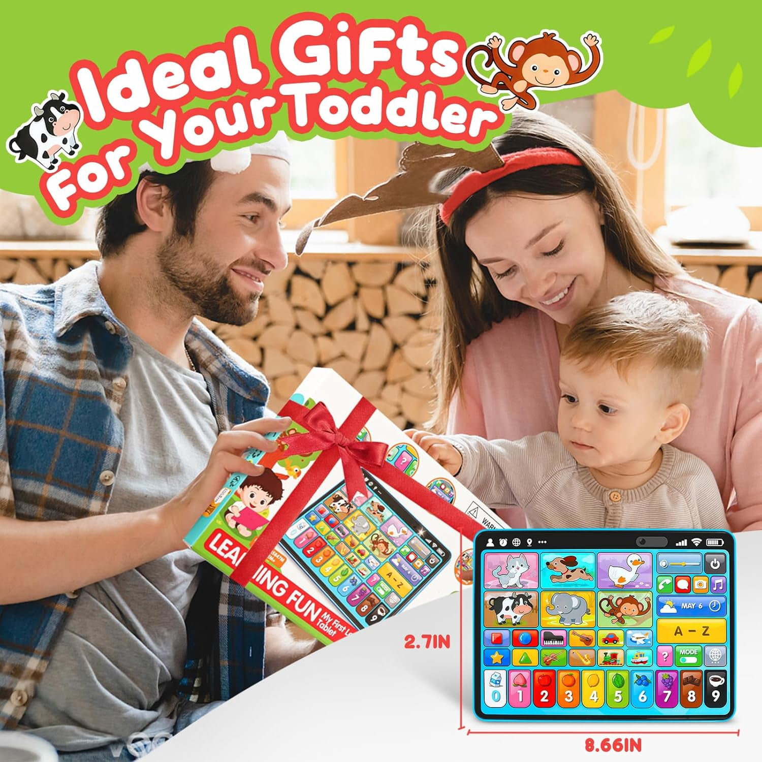 Adofi Trilingual Learning Tablet with Music and Lights Montessori Speech Therapy for Toddlers 1-3 Years