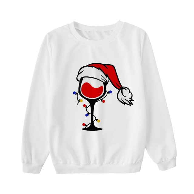 Señoras moda Casual manga larga Navidad copa de vino tinto impreso padre-hijo sudadera mamá Fridja nalpqowj681