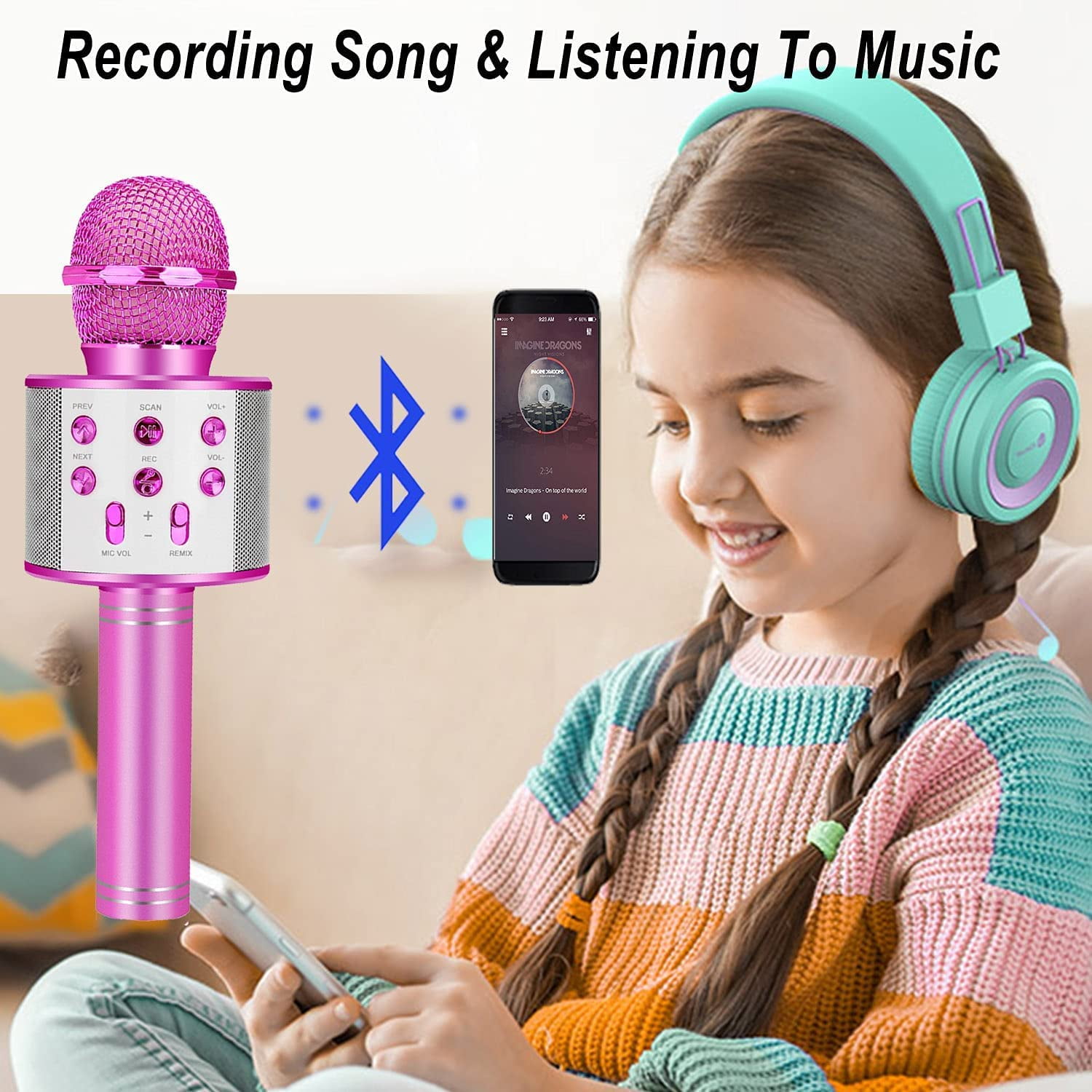 ZZLWAN 7 Year Old Girl Birthday Gifts,Girl Toys Microphone for Kids,Girls  Toys Age 6-8,Gifts for 5 Year Old Girls,4 Year Old Girl Birthday Gifts,Girl