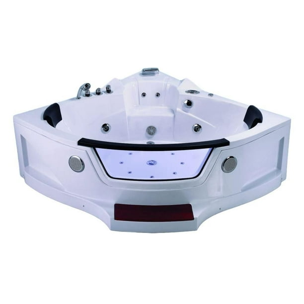 2 PERSON BATHTUB CORNER Entry Step White Jetted Hydrotherapy Tub SPA 22 Jet Heat