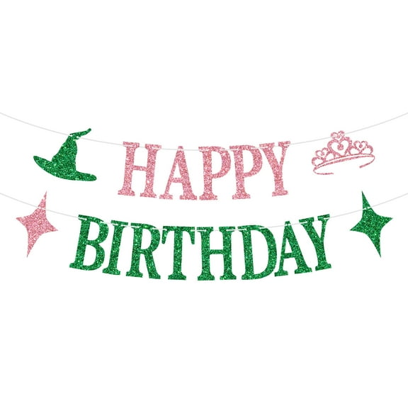 Wicked Happy Birthday Banner, Have A Wicked Birthday, Movie Magical Theme Witches Princess Birthday Party Decorations Pink and Green