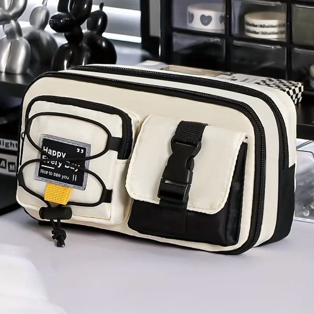 Estuche for lápices de gran capacidad for hombres y mujeres: bolsa de almacenamiento versátil for artículos de papelería y artículos de tocador
