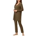 thumbnail image 4 of Unique Bargains Women's Knit Lounge Sleepwear Pants Shrug Cardigan 3ps Pajama Set, 4 of 5