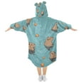 thumbnail image 2 of FORMRS Wearable Blanket Hoodie with Sleeves for Kids Cozy Flannel Sweatshirt, Cartoon Capybaras, 2 of 7