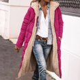 thumbnail image 2 of WCMZJ Womens Sherpa Fleece Lined Long Jackets Shearling Reversible Overcoats Winter Puffer Coats Hood Zip Outerwears Hot Pink S, 2 of 6