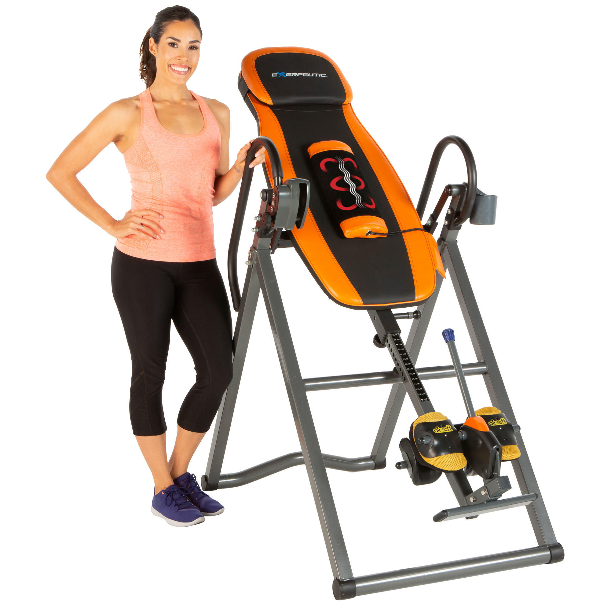 EXERPEUTIC 375SL UL Certified Heat and Massage Therapy Inversion Table with AIRSOFT No Pinch Ankle Holders and 'Surelock' Locking System - image 5 of 23