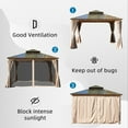 thumbnail image 5 of Domi Outdoor Living 12 X 12 Hardtop Gazebo Outdoor Aluminum Gazebo with Polycarbonate Double Roof Canopy for Lawn and Garden, with Curtains & Net (Wood Looking), 5 of 7