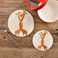 thumbnail image 2 of Funny Giraffe Couple Hug Kiss Love Heart Valentines Day Pot Holders Trivets, 2 PCS Round Cotton Thread Weave Potholders for Kitchens Hot Pads Table Mats Coasters for Hot Dishes, 2 of 7