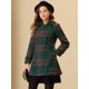 thumbnail image 2 of Gabardina de invierno de manga larga con solapa de un solo pecho a cuadros Vintage para mujer Verde L, 2 of 5
