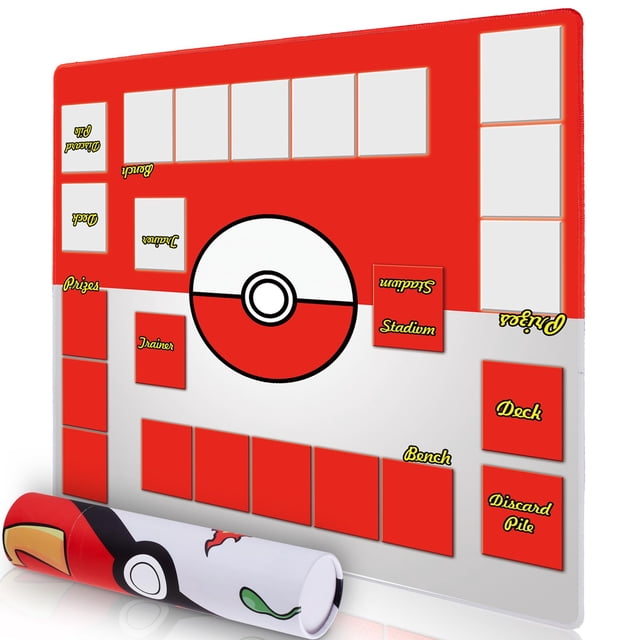 Alfombra Biouai para juego de cartas coleccionables cosida con tubo rojo-1