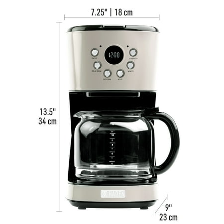 HADEN 12-Cup Programmable Coffee Maker with Strength Control and Timer - Putty