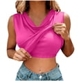 thumbnail image 1 of Tops de Color Sólido para las Mujeres de Moda Cómodo Versátil con Cojín de Pecho Cuello Pila Tops sin Mangas para las Mujeres, 1 of 7