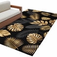 thumbnail image 2 of Area Rug 48×72in, Luxury Gold Plants Leaves Floor Carpet Living Room Rug, Farm Leaf on Black Non-Slip Welcome Mat Indoor Rugs for Bedroom Dining Room, 2 of 9