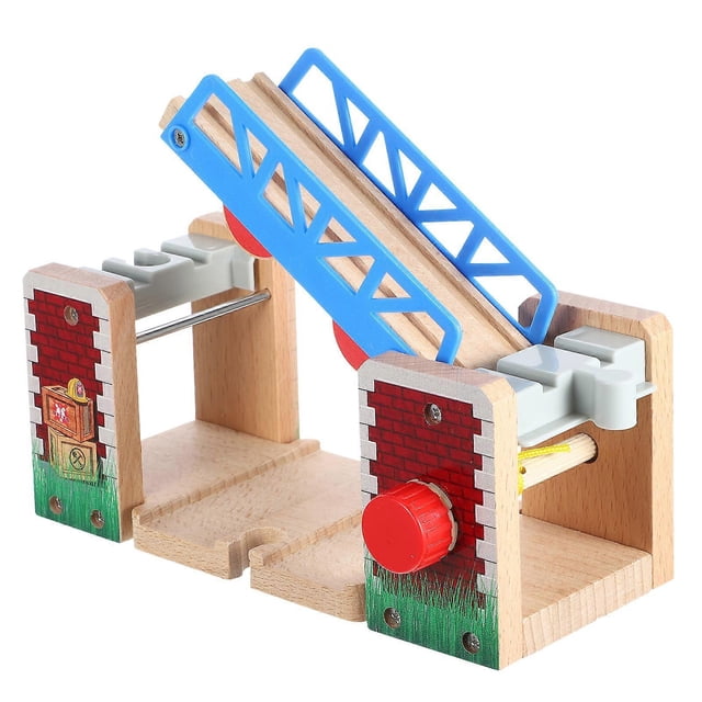 Wood Railway Bridge for Railroad Tracks Wooden Train Tracks Accessories Lift Bridge Wooden Track Train Toys