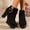 Black, variant on KANG Chunky Heel Ankle Boots With Side Zipper Finish Casual Fall Winter Footwear Elegant Heart Detail Design Black 36