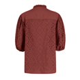 thumbnail image 5 of Jzuxvd Eyelet Tops for Women Summer Tops, Eyelet Blouse for Women Hollow Out Lace Top Embroidered Blouses, V Neck Button Puff Sleeve Wine S, 5 of 5
