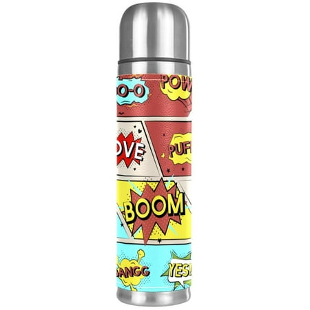 

Comic Word Graphics Pattern Premium Insulated Water Bottle - Water Mug with Food-Grade PP Vacuum Insulated Leak-proof BPA-Free